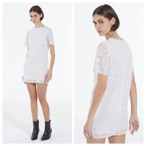 The Kooples White Embroidered Mini Shift Dress - S - NWT